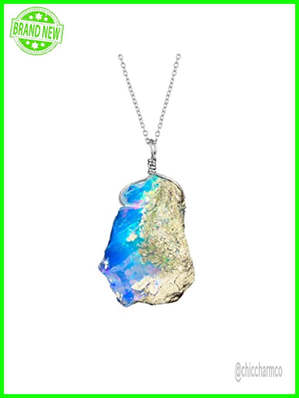 Raw Ethiopian Fire Opal Pendant Necklace 925 Sterling Silver Chain 20"